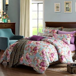 夢(mèng)潔家紡 秋冬磨絨四件套 赫敏花園 藍(lán) 1.5m